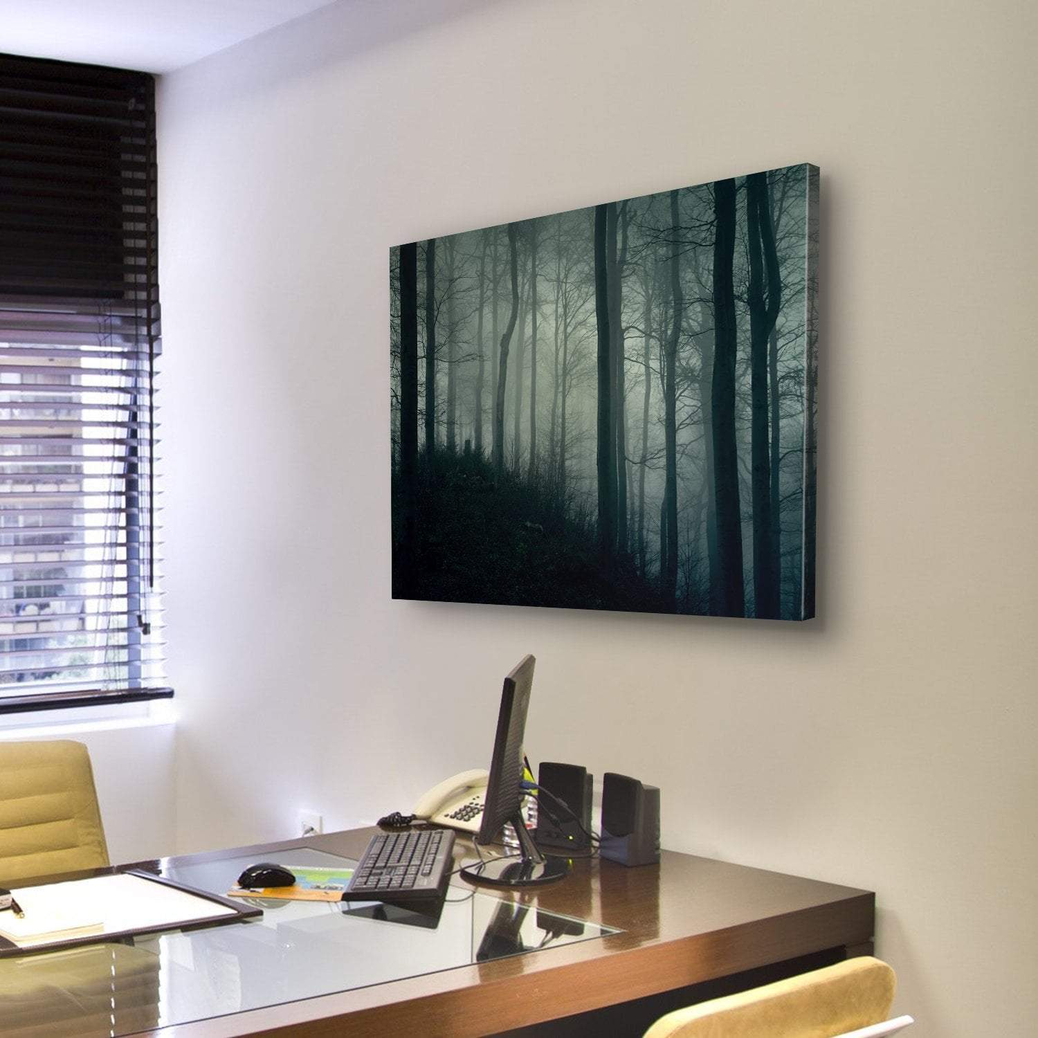 Horror Foggy Jungle Canvas Wall Art-3 Horizontal-Gallery Wrap-25" x 16"-Tiaracle