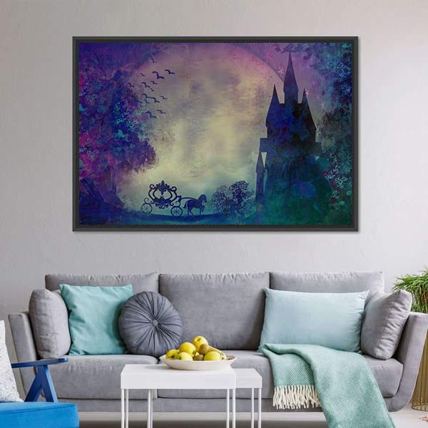 Horse Carriage & Medieval Castle Canvas Wall Art-5 Horizontal-Gallery Wrap-22" x 12"-Tiaracle