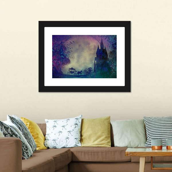 Horse Carriage & Medieval Castle Canvas Wall Art-3 Horizontal-Gallery Wrap-25" x 16"-Tiaracle