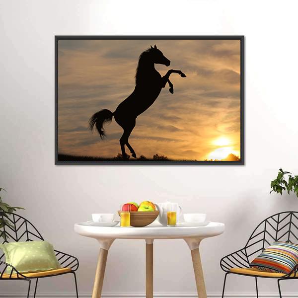 Horse In Sunset Canvas Wall Art-5 Horizontal-Gallery Wrap-22" x 12"-Tiaracle
