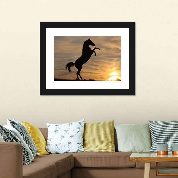 Horse In Sunset Canvas Wall Art-5 Horizontal-Gallery Wrap-22" x 12"-Tiaracle