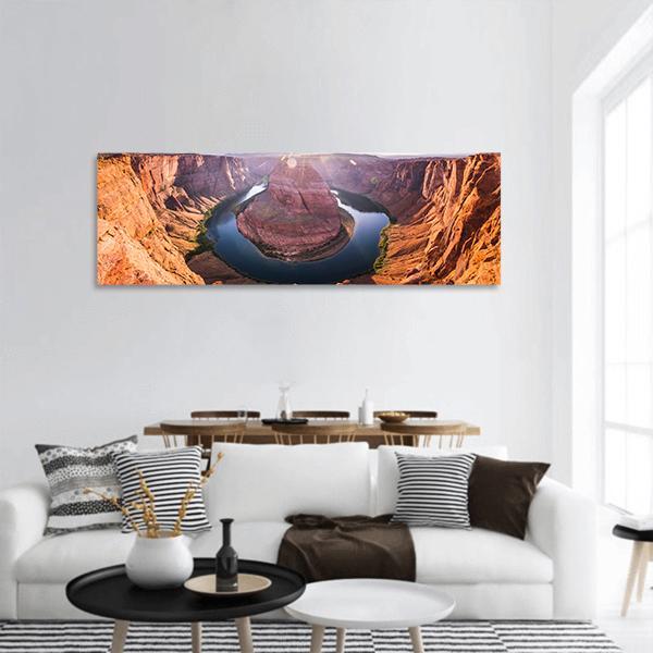 Horseshoe Bend At Sunset Arizona Panoramic Canvas Wall Art-1 Piece-36" x 12"-Tiaracle