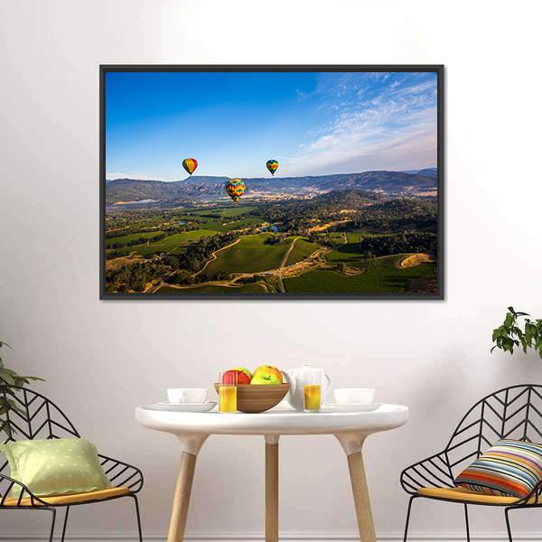 Hot Air Balloon Trip in Napa Valley Canvas Wall Art-5 Horizontal-Gallery Wrap-22" x 12"-Tiaracle