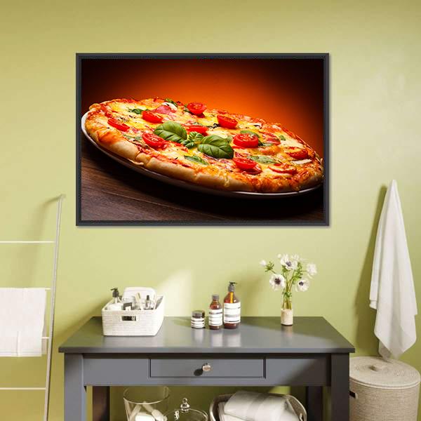 Hot & Spicy Pizza Canvas Wall Art-1 Piece-Floating Frame-24" x 16"-Tiaracle