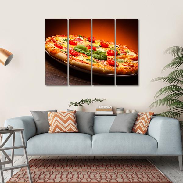 Hot & Spicy Pizza Canvas Wall Art-4 Horizontal-Gallery Wrap-34" x 24"-Tiaracle