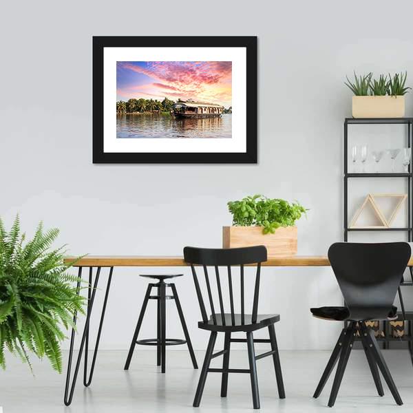 House Boat In Kerala Canvas Wall Art-3 Horizontal-Gallery Wrap-25" x 16"-Tiaracle