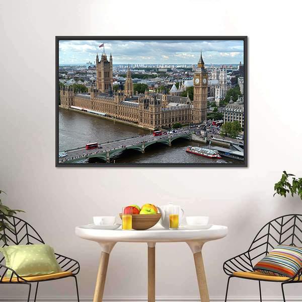 House Of Parliament London Canvas Wall Art-3 Horizontal-Gallery Wrap-25" x 16"-Tiaracle