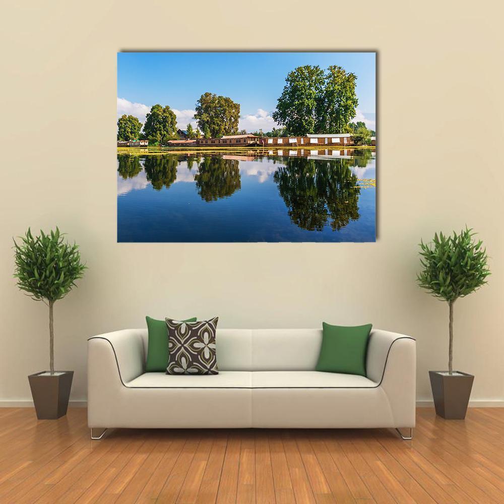 Houseboats In Jammu & Kashmir Canvas Wall Art-1 Piece-Gallery Wrap-48" x 32"-Tiaracle