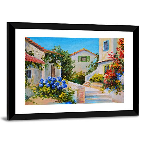 Houses Near The Sea Canvas Wall Art-5 Horizontal-Gallery Wrap-22" x 12"-Tiaracle