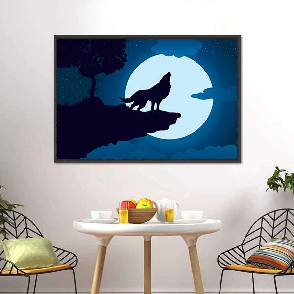 Howling Wolf Canvas Wall Art-3 Horizontal-Gallery Wrap-25" x 16"-Tiaracle
