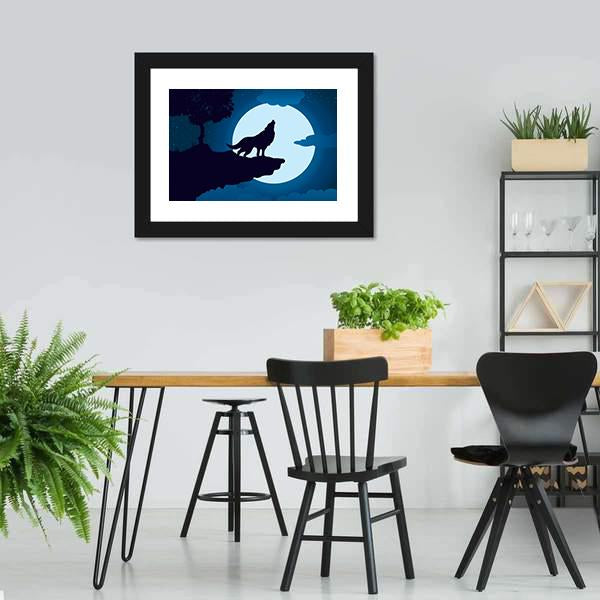 Howling Wolf Canvas Wall Art-3 Horizontal-Gallery Wrap-25" x 16"-Tiaracle