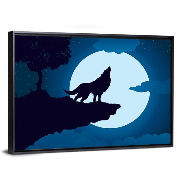 Howling Wolf Canvas Wall Art-5 Horizontal-Gallery Wrap-22" x 12"-Tiaracle