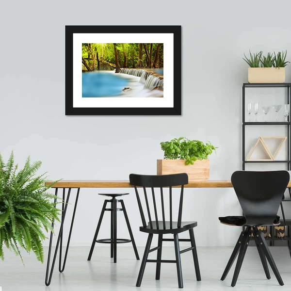 Huai Mae Kamin Waterfall Canvas Wall Art-3 Horizontal-Gallery Wrap-25" x 16"-Tiaracle