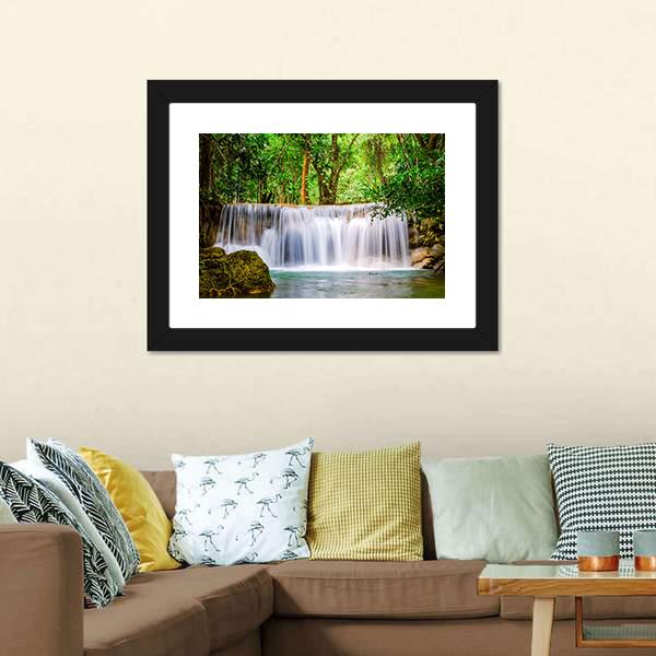 Huai Mae Khamin Waterfall Thailand Canvas Wall Art-3 Horizontal-Gallery Wrap-25" x 16"-Tiaracle