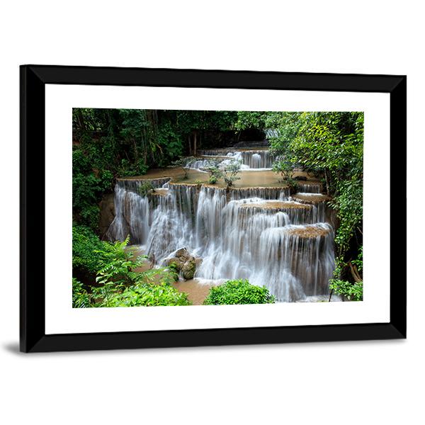 Huai Mae Khamin Waterfalls Canvas Wall Art-3 Horizontal-Gallery Wrap-25" x 16"-Tiaracle