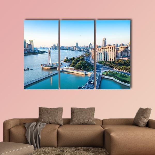 Beautiful Huangpu River Canvas Wall Art-3 Horizontal-Gallery Wrap-25" x 16"-Tiaracle