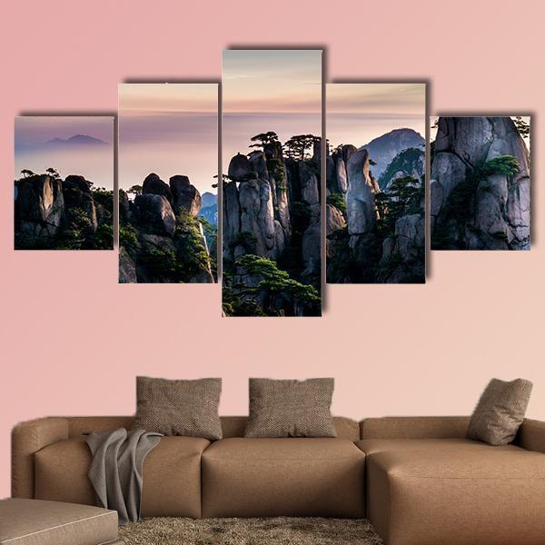 Huangshan Mountain In Anhui Canvas Wall Art-5 Star-Gallery Wrap-62" x 32"-Tiaracle
