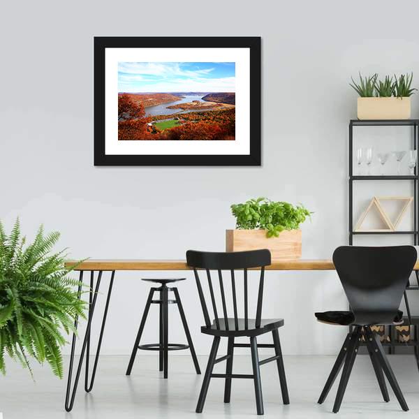 Hudson River In Autumn Canvas Wall Art-5 Horizontal-Gallery Wrap-22" x 12"-Tiaracle