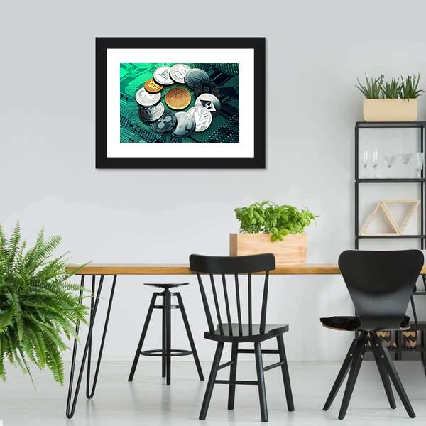 Huge Stack Of Cryptocurrencies Canvas Wall Art-5 Horizontal-Gallery Wrap-22" x 12"-Tiaracle