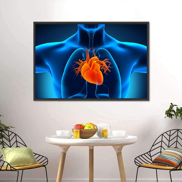 Human Heart Anatomy Canvas Wall Art-5 Horizontal-Gallery Wrap-22" x 12"-Tiaracle
