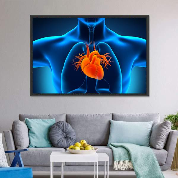 Human Heart Anatomy Canvas Wall Art-3 Horizontal-Gallery Wrap-25" x 16"-Tiaracle