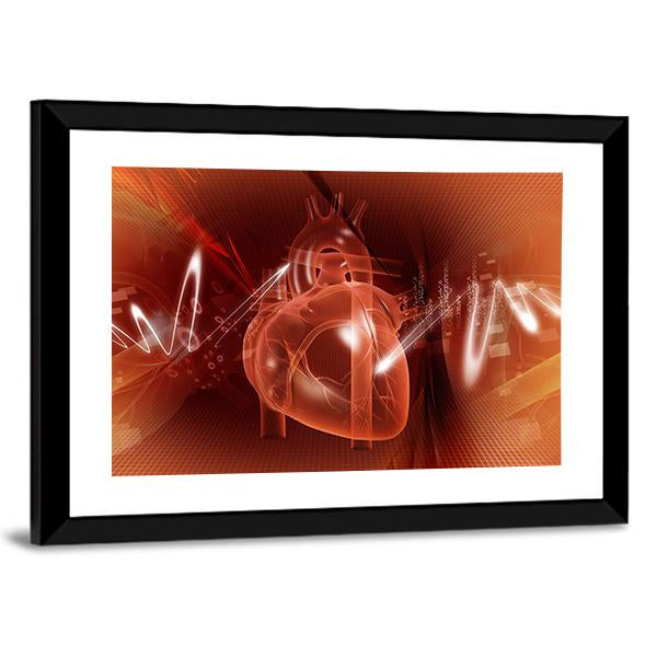 Human Heart Illustration Canvas Wall Art-5 Horizontal-Gallery Wrap-22" x 12"-Tiaracle