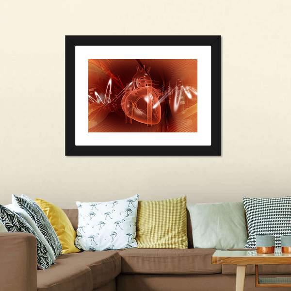 Human Heart Illustration Canvas Wall Art-5 Horizontal-Gallery Wrap-22" x 12"-Tiaracle