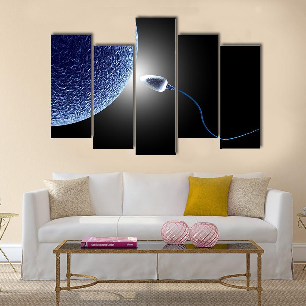 Human Sperm & Egg Life Canvas Wall Art-5 Pop-Gallery Wrap-47" x 32"-Tiaracle