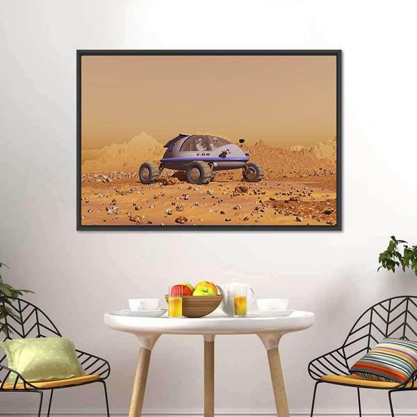 Human Vehicle On Mars Canvas Wall Art-5 Horizontal-Gallery Wrap-22" x 12"-Tiaracle