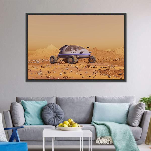 Human Vehicle On Mars Canvas Wall Art-5 Horizontal-Gallery Wrap-22" x 12"-Tiaracle