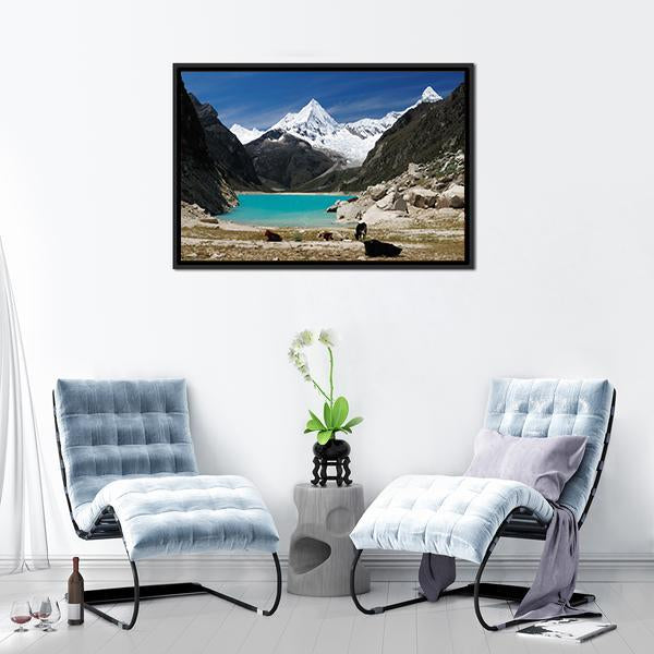 Humantay Lake Peru Panoramic Canvas Wall Art-1 Piece-36" x 12"-Tiaracle
