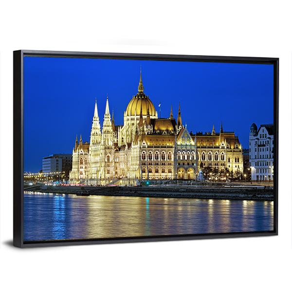 Hungarian Parliament Building Canvas Wall Art-3 Horizontal-Gallery Wrap-25" x 16"-Tiaracle