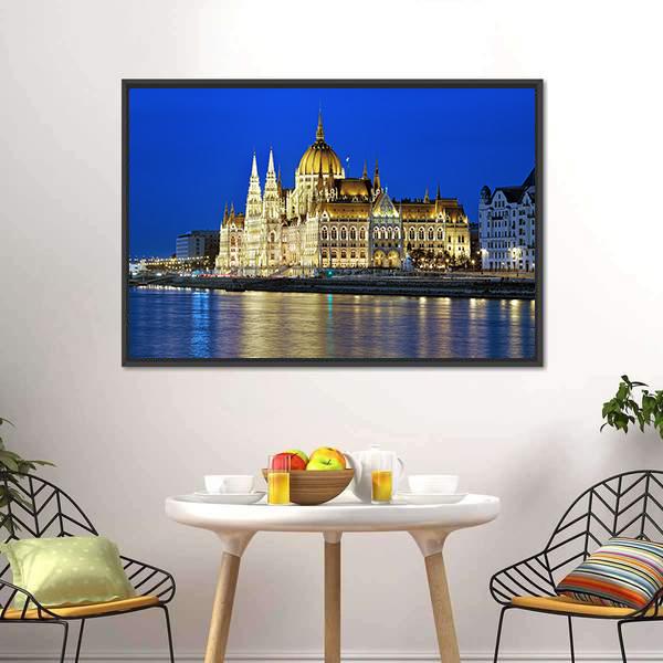 Hungarian Parliament Building Canvas Wall Art-3 Horizontal-Gallery Wrap-25" x 16"-Tiaracle