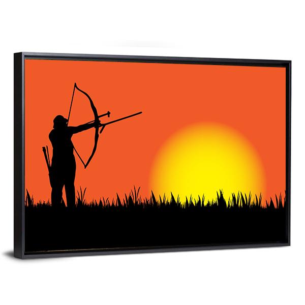 Hunter Hunting At Sunset Canvas Wall Art-3 Horizontal-Gallery Wrap-25" x 16"-Tiaracle