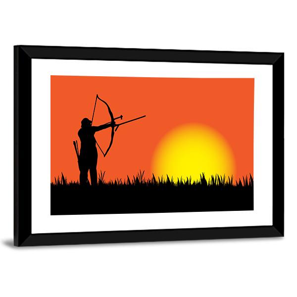 Hunter Hunting At Sunset Canvas Wall Art-3 Horizontal-Gallery Wrap-25" x 16"-Tiaracle