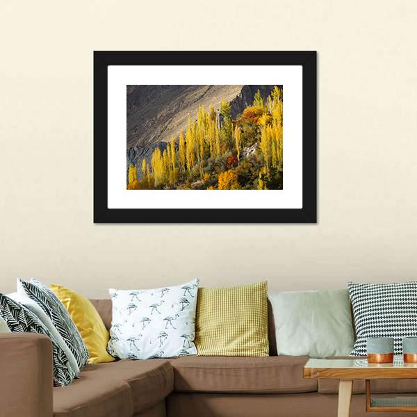 Hunza Valley in Autumn Canvas Wall Art-5 Horizontal-Gallery Wrap-22" x 12"-Tiaracle
