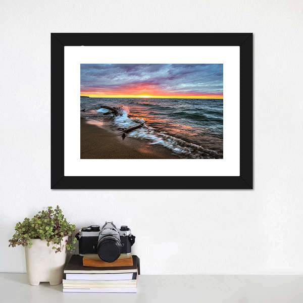 Huron Lake Canvas Wall Art-1 Piece-Framed Print-20" x 16"-Tiaracle