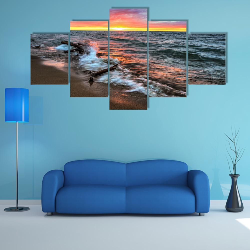 Huron Lake Canvas Wall Art-5 Star-Gallery Wrap-62" x 32"-Tiaracle
