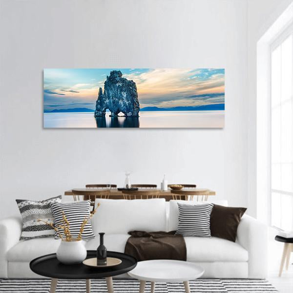 Hvitserkur Rock Panoramic Canvas Wall Art-1 Piece-36" x 12"-Tiaracle
