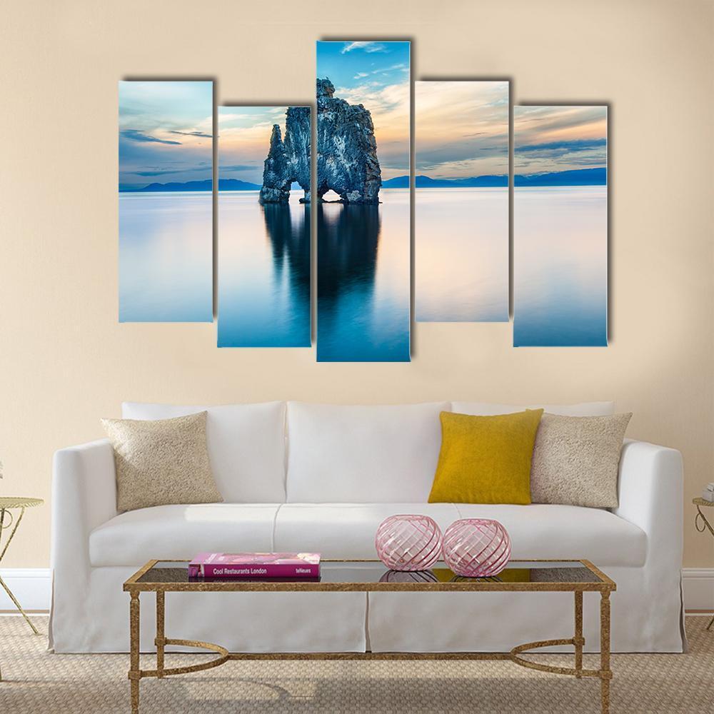 Hvitserkur Rock Canvas Wall Art-5 Pop-Gallery Wrap-47" x 32"-Tiaracle