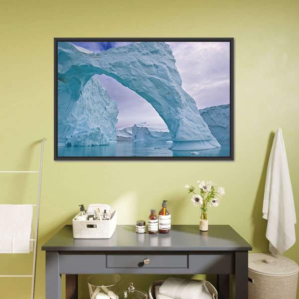 Ice Arch In Greenland Canvas Wall Art-1 Piece-Floating Frame-24" x 16"-Tiaracle