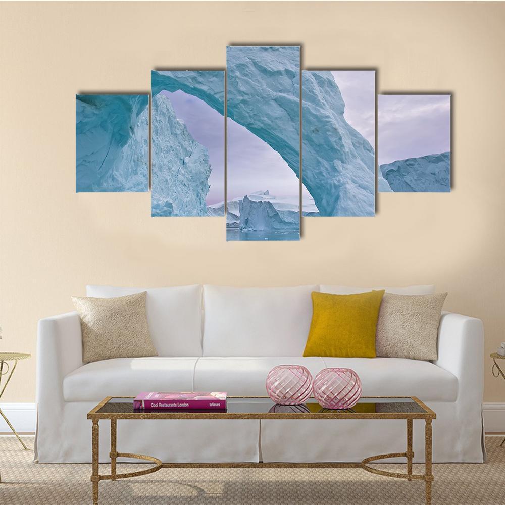Ice Arch In Greenland Canvas Wall Art-5 Star-Gallery Wrap-62" x 32"-Tiaracle