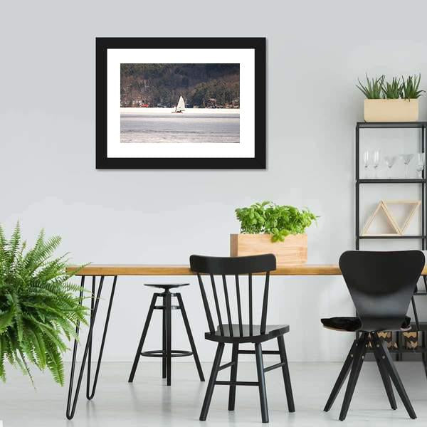 Ice Boat Racing On Lake George Canvas Wall Art-3 Horizontal-Gallery Wrap-25" x 16"-Tiaracle