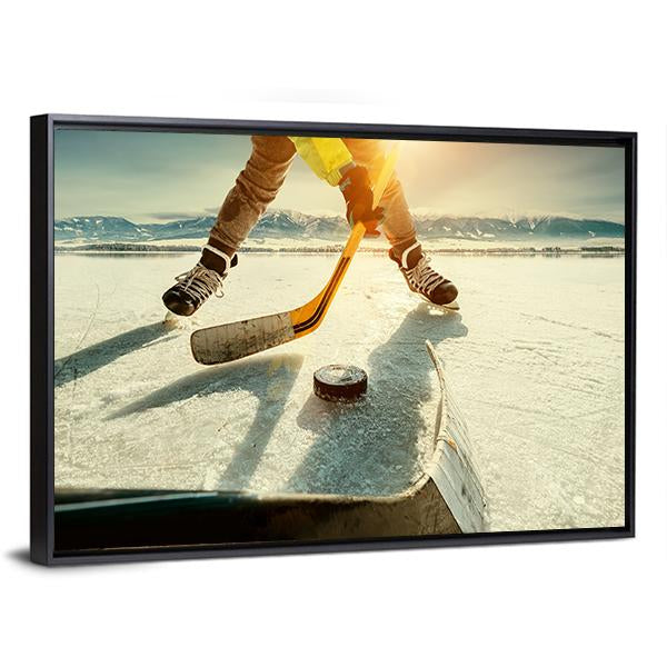 Ice Hockey Game Moment Canvas Wall Art-3 Horizontal-Gallery Wrap-25" x 16"-Tiaracle