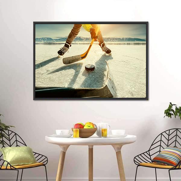 Ice Hockey Game Moment Canvas Wall Art-3 Horizontal-Gallery Wrap-25" x 16"-Tiaracle