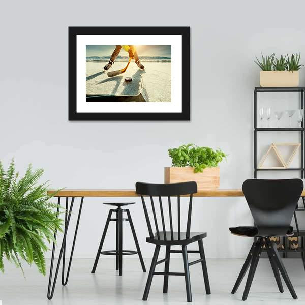 Ice Hockey Game Moment Canvas Wall Art-3 Horizontal-Gallery Wrap-25" x 16"-Tiaracle