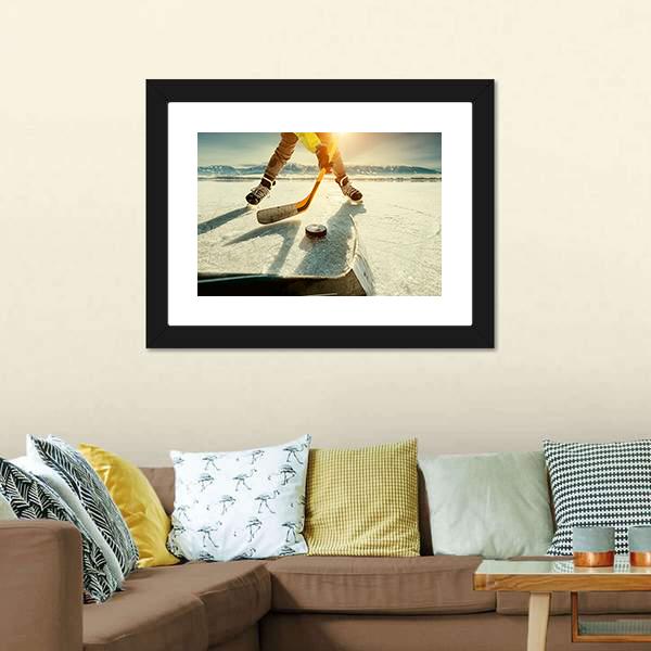 Ice Hockey Game Moment Canvas Wall Art-3 Horizontal-Gallery Wrap-25" x 16"-Tiaracle