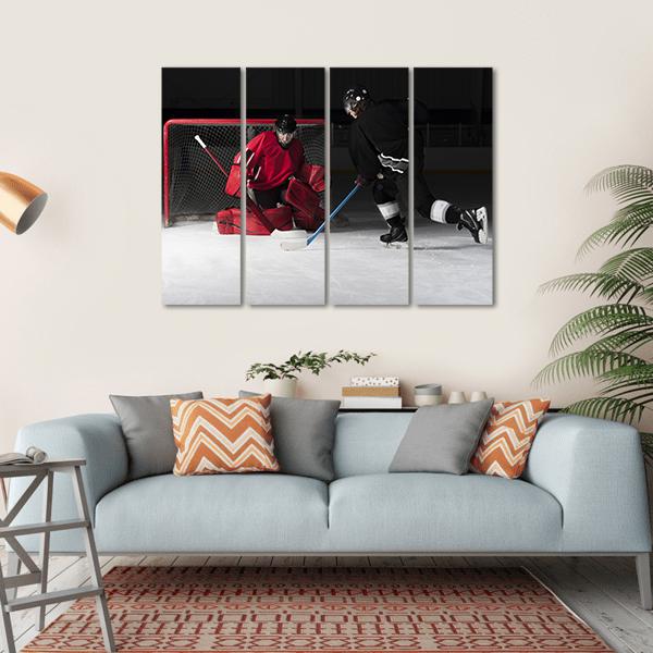 Ice Hockey Goalie Canvas Wall Art-4 Horizontal-Gallery Wrap-34" x 24"-Tiaracle