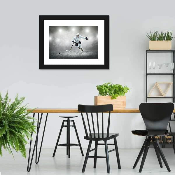 Ice Hockey Player In Action Canvas Wall Art-3 Horizontal-Gallery Wrap-25" x 16"-Tiaracle