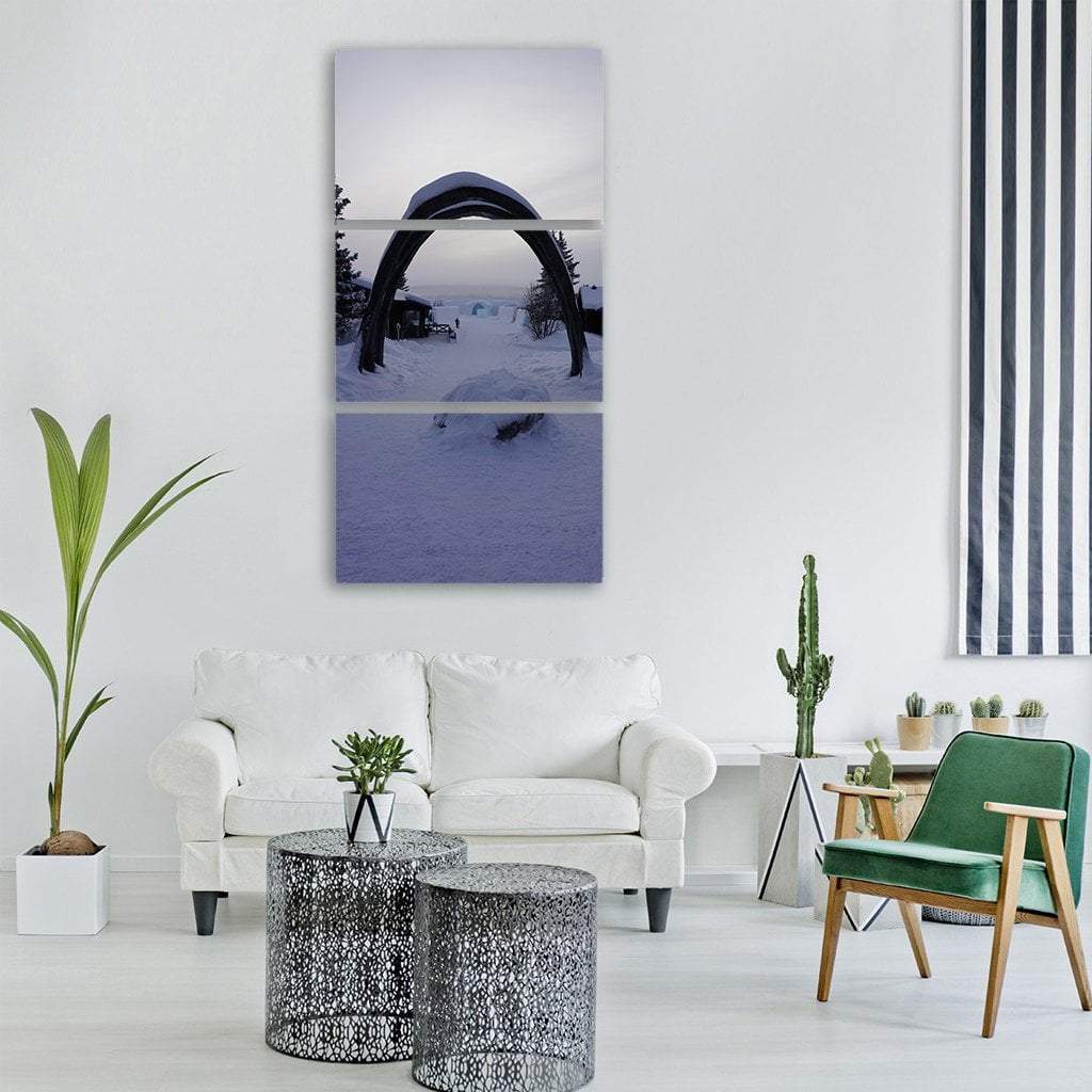 Ice Hotel In Sweden Vertical Canvas Wall Art-3 Vertical-Gallery Wrap-12" x 25"-Tiaracle